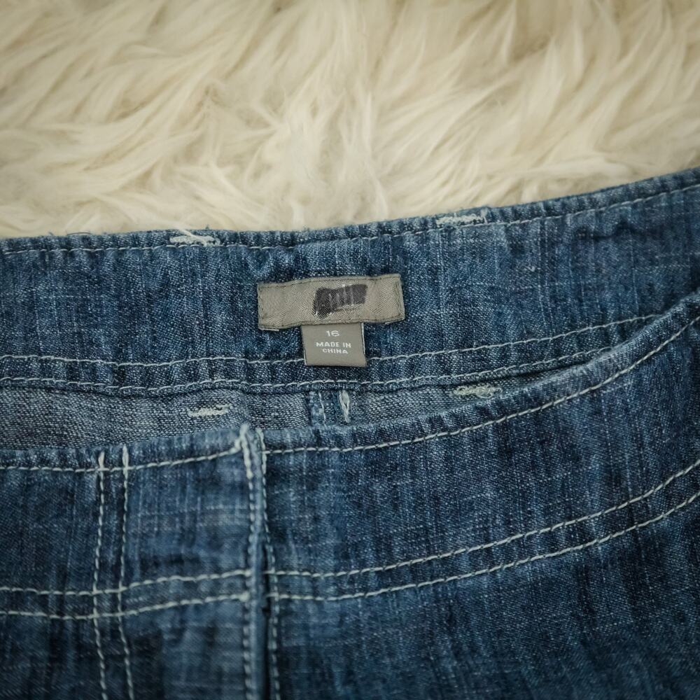 J. Jill Size 16 Blue Chambray Wide Leg Linen Blend Artsy Lagenlook Pants - Picture 4 of 7